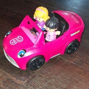 Barbie Little People Pink Convertible Toy Car with Figures